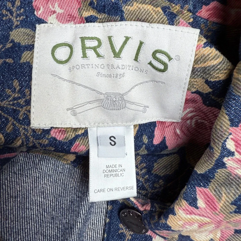 Orvis Floral Denim Jean Jacket Skirt Set Roses Button Up Y2K Cottagecore Grandma
